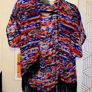 Small pink & blue fringe cardigan!